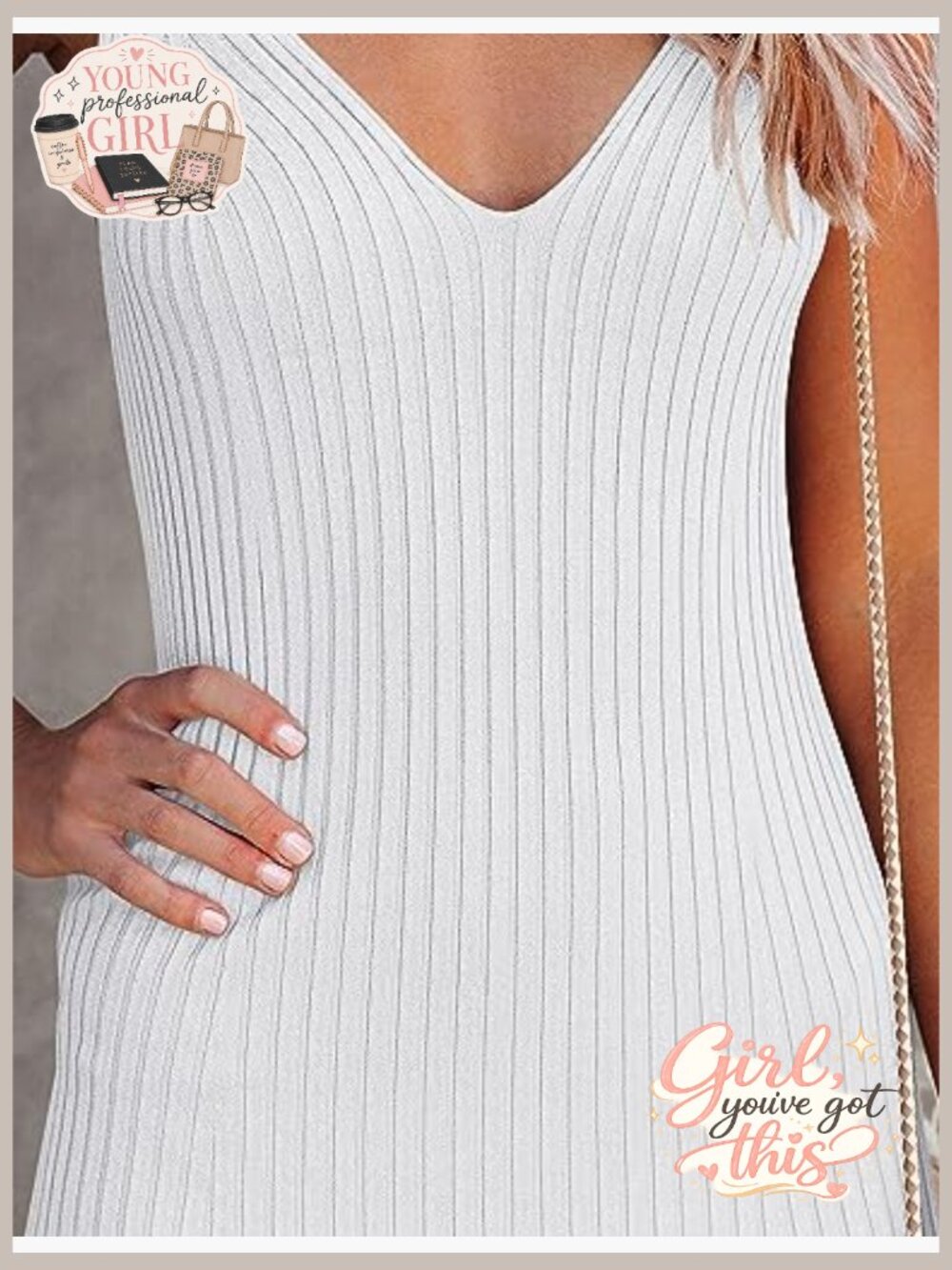 Sleeveless V-Neck Bodycon Midi Dress Ribbed Knit Fitted Sweater Dress for - Picture 5 of 7